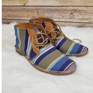 Cole Haan 6 Striped Loafer Booties Canvas Lace Up